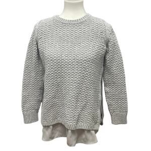 LOFT Womens Medium Long Sleeve Layered Look Shirt Tail Pullover Acrylic Sweater